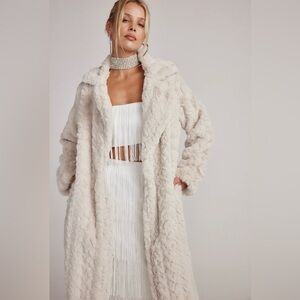 12th Tribe Cream Length Fur Coat